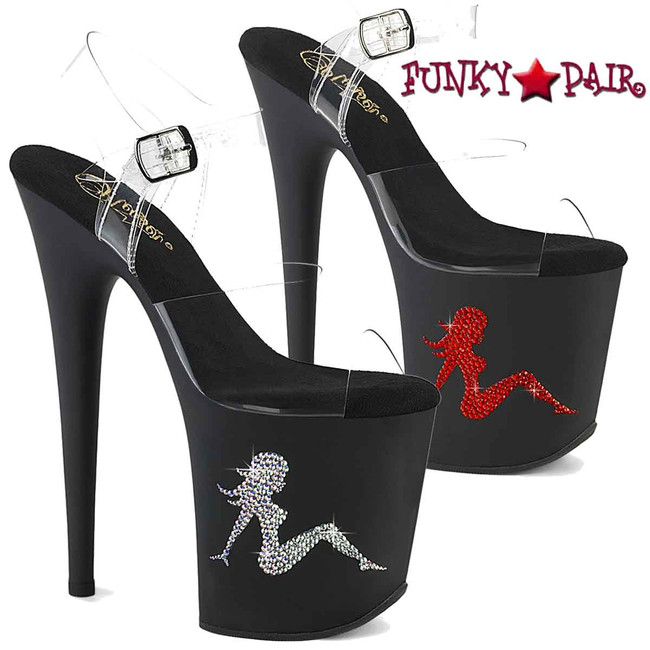 Pleaser FLAMINGO-808TGRS, 8" Rhinestones Trucker Girl Platform Sandal Pleaser FLAMINGO-808TGRS, 8" Rhinestones Trucker Girl Platform Sandal