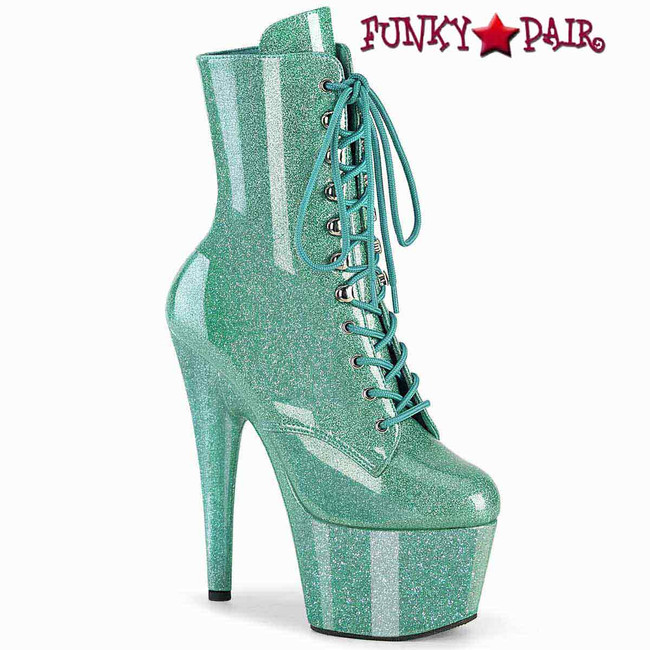 ADORE-1020GP, Aqua Glitter Ankle Boots