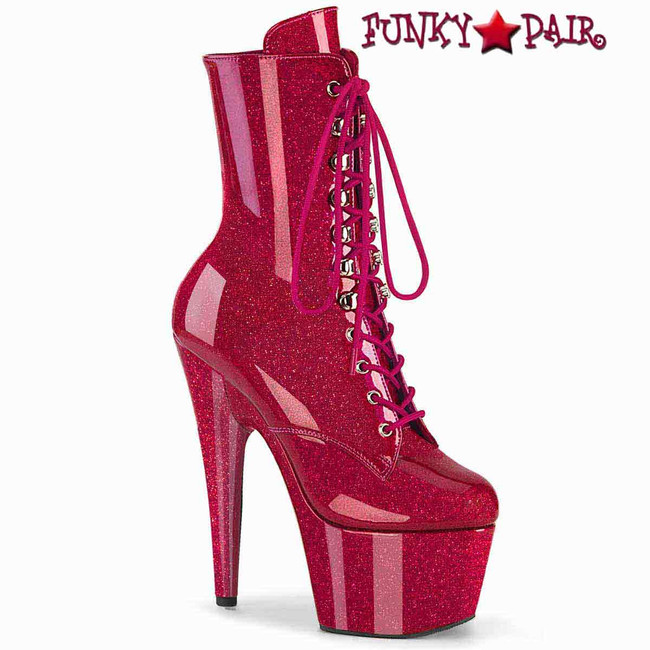 ADORE-1020GP, Fuchsia Glitter Ankle Boots