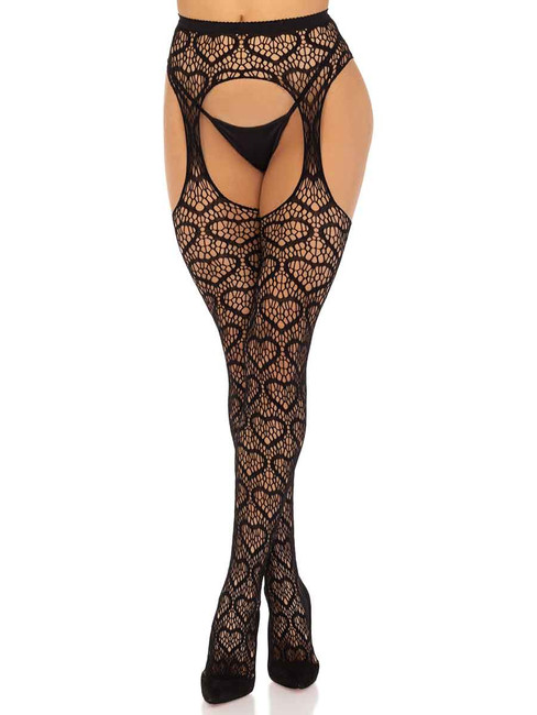 LA-1958, Black Heart Net Pantyhose by Leg Avenue