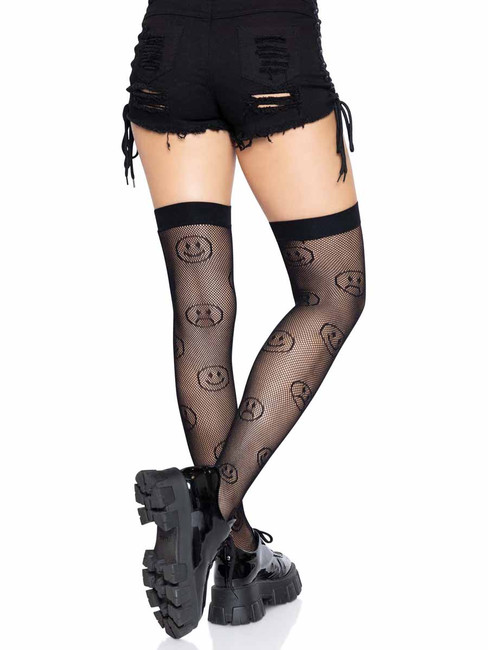 LA-6644, Mood swing Fishnet Thigh Highs Back View by Leg Avenue