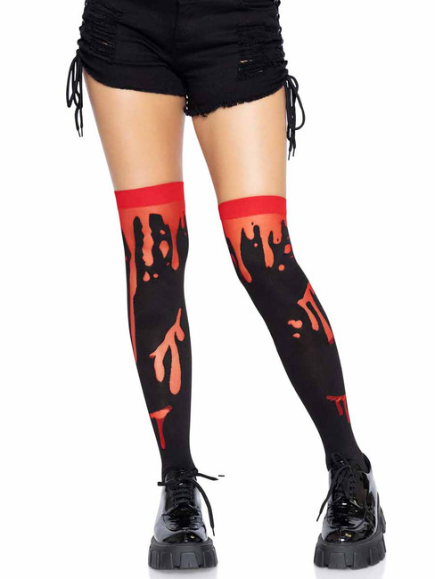 LA-6639, Red Splatter Thigh Highs by Leg Avenue