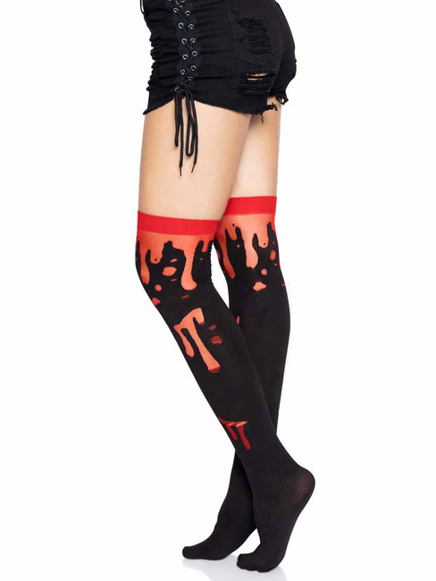 LA-6639, Red Splatter Thigh Highs Side View by Leg Avenue