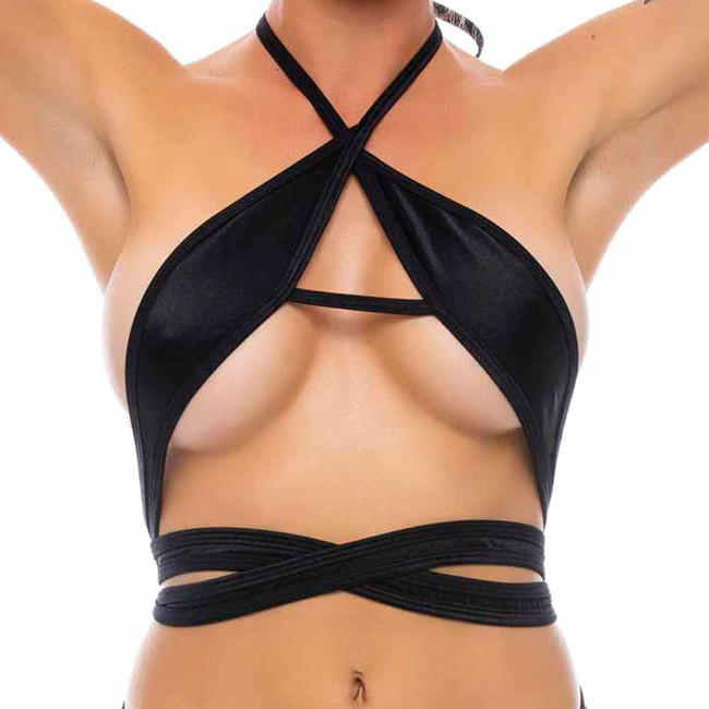 16004SL, Strappy Black Top By Bodyzone