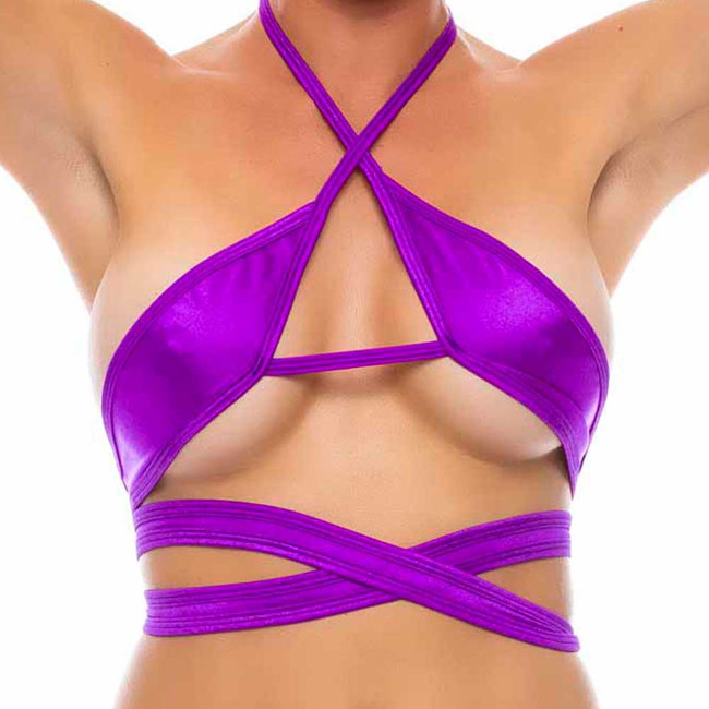 16004SL, Purple Strappy Top By Bodyzone