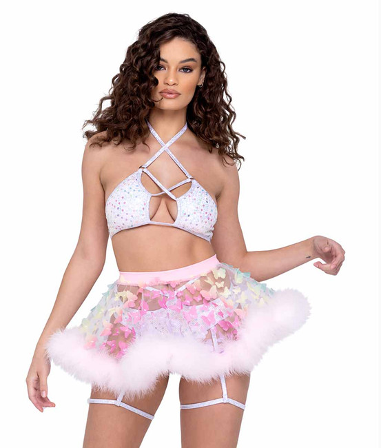 Roma R-6245 - Sheer Butterfly Pink Skirt