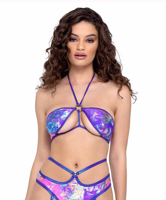 R-6308 - Strappy Halter Bikini Top By Roma