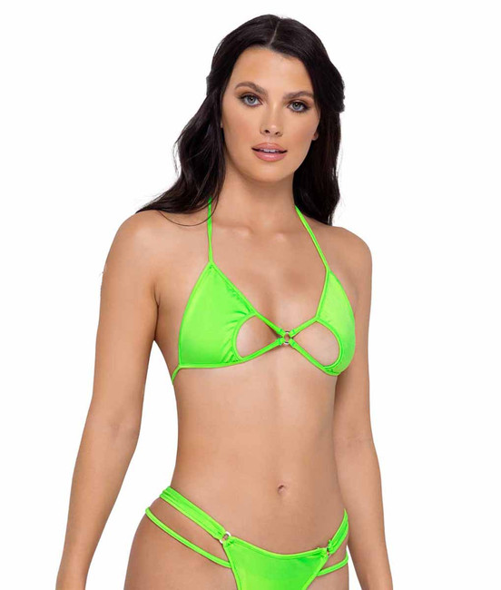 R-6315 - Green Keyhole Triangle Tie Top By Roma