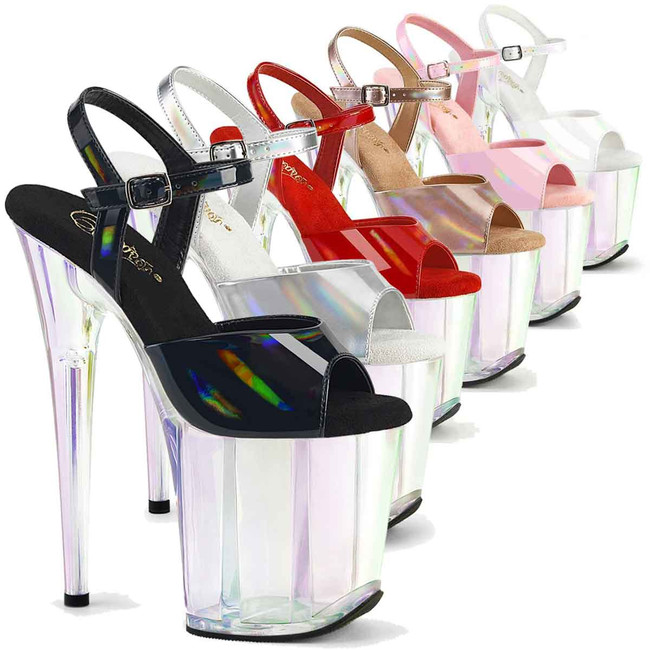 FLAMINGO-809HT, 8" Holographic Tint Platform Sandal By Pleaser USA