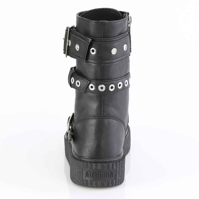 SNEEKER-320, Back View Creeper Sneaker Boot with 4 Buckles Straps