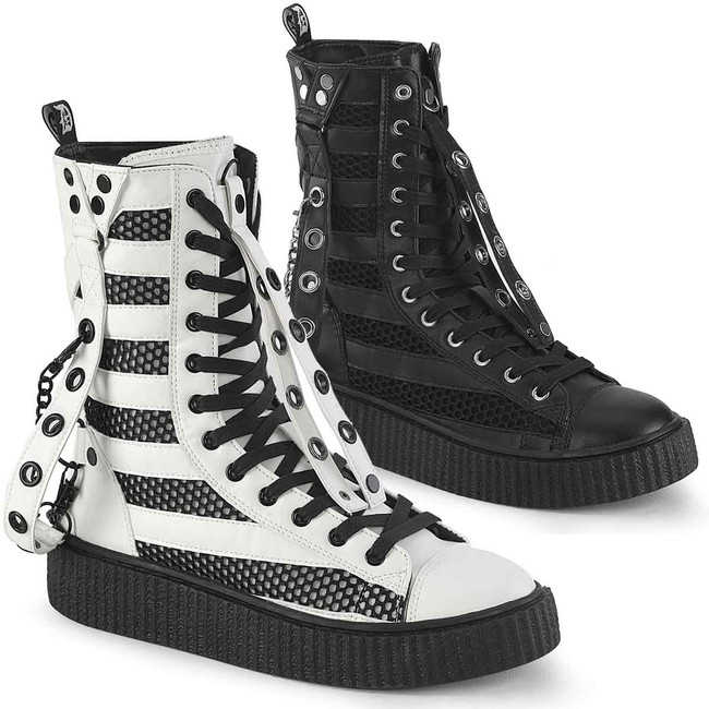 SNEEKER-325, Mid-Calf Sneaker Creeper Boots By Demonia