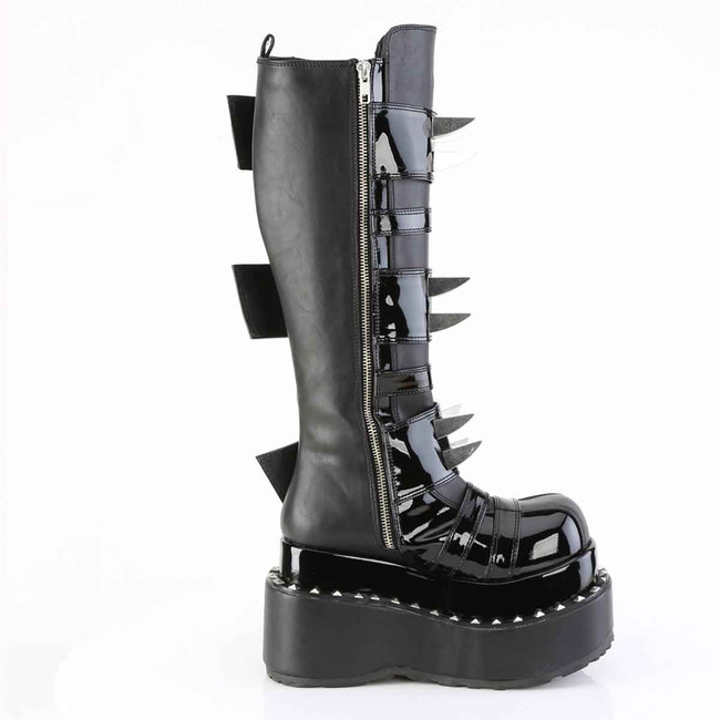 BEAR-215, Zipper Side View Knee High Boots Metal Claw Spike