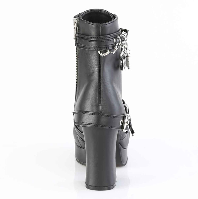 GOTHIKA-66, Back View Mid-Calf Boots with Hanging Charms