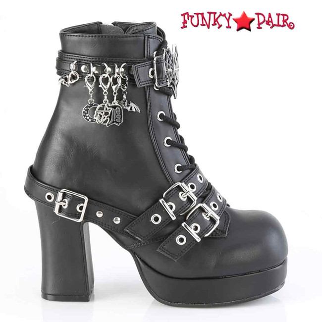 Demonia GOTHIKA-66, Mid-Calf Boots with Hanging Charms