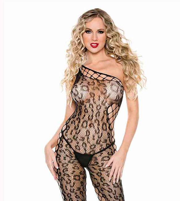 ML-1108, Leopard Print Body Stocking By Music Legs