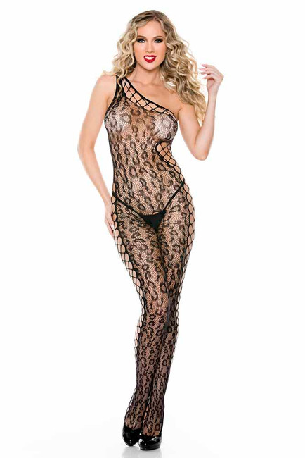 Music Legs ML-1108, Leopard Print Body Stocking