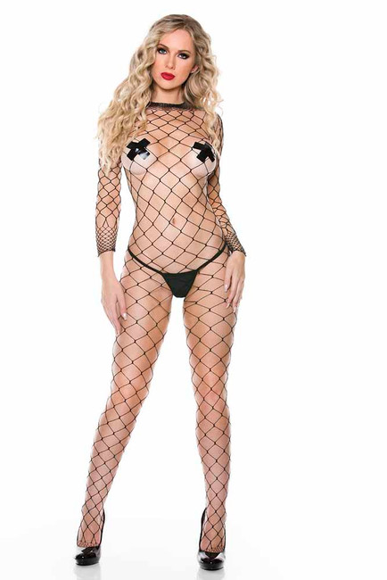 Music Legs ML-1038, Fence Net Long Sleeve Body Stocking