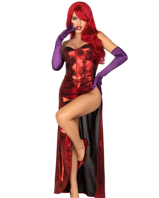 Leg Avenue LA87157, Red Starlet Costume Dress with High Slit Full View