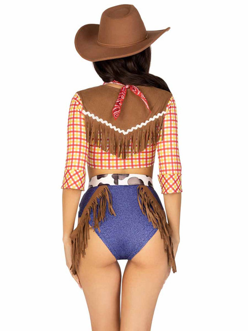 LA87159, Playful Cowboy Costume Back View By Leg Avenue