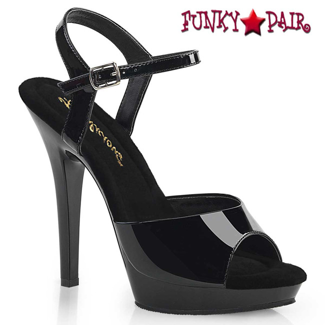 Fabulicious LIP-109, 5" Black Heel Ankle Strap
