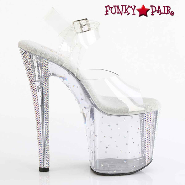 Pleaser ENCHANT-708RS-01, 8 Inch Platform Sandal with Rhinestones