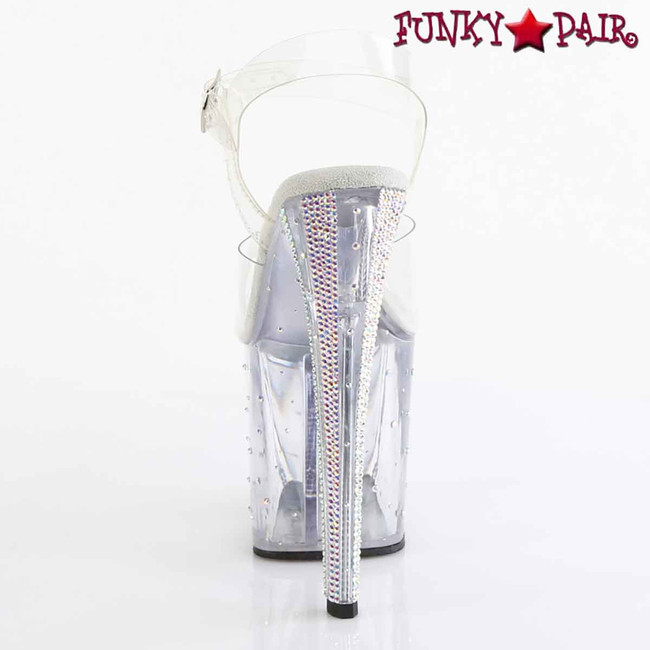 ENCHANT-708RS-01, Back View 8 Inch Platform Sandal with Rhinestones