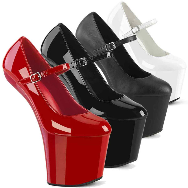 CRAZE-880, 8 Inch Heelless Mary Jane Platform By Pleaser USA