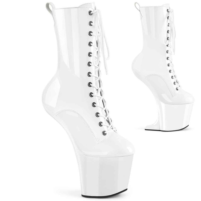 Heelless Pleaser White Ankle Boot Craze-1040