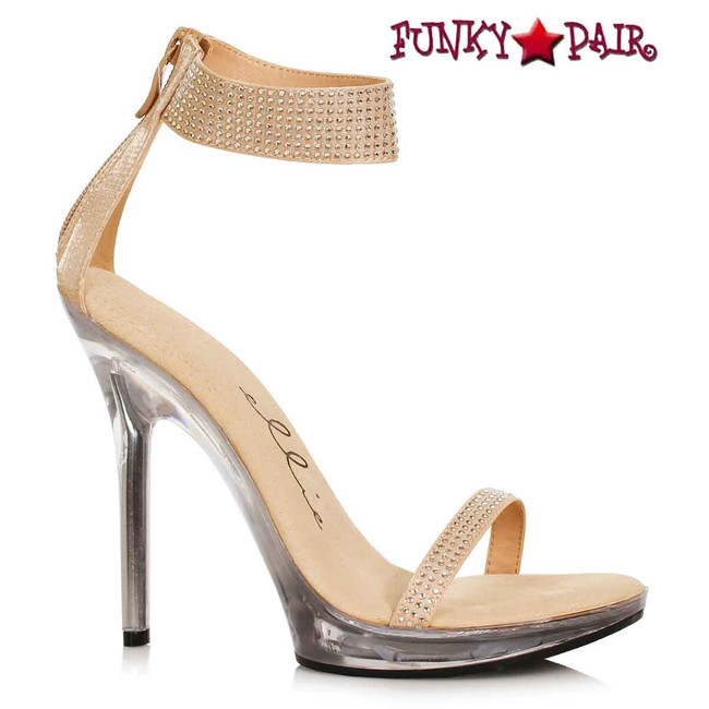 502-HEIDI, 5" Gold Rhinestone Strap Sandal