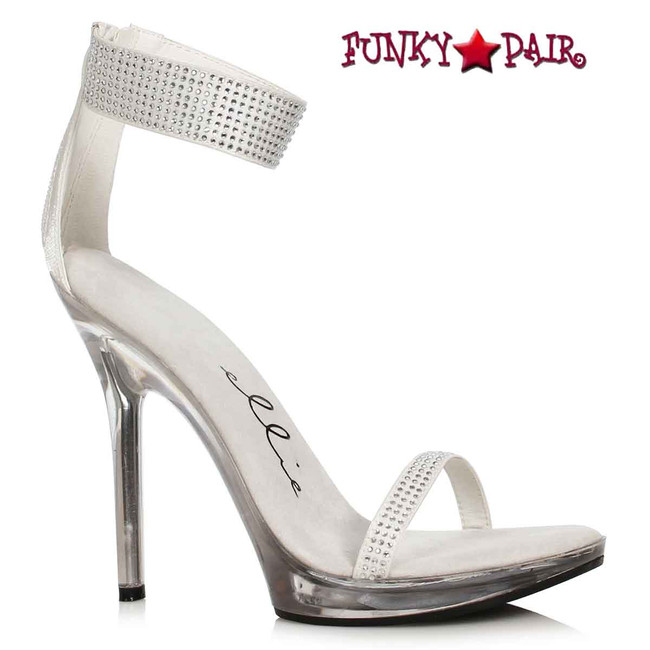 502-HEIDI, 5" White Rhinestone Strap Sandal