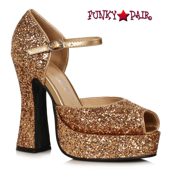 557-SPARKLE, 5.5 Inches Gold Glitters Open Toe Sandal