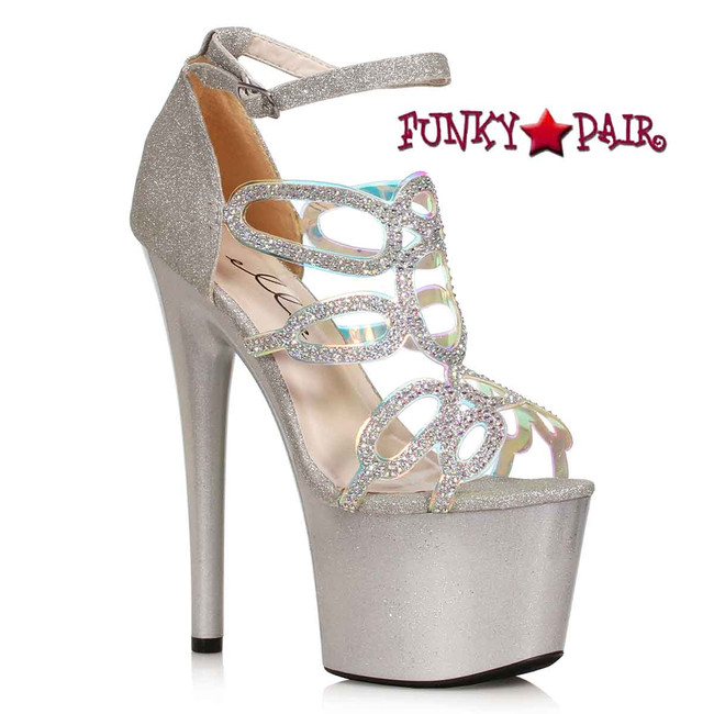 709-ZILLION, Silver 7 Inch Rhinestones Shoes