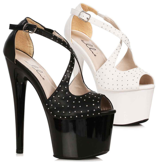 709-WICKED, 7 Inch Peep-Toe Platform with Studs By Ellie Shoes