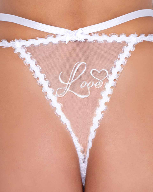 R-LI609, Lace Heart Embroidered Bra Set close up