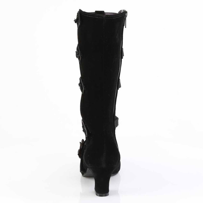 WHIMSY-118, 2.5 Inch Mid-Calf Boots with Rose Accent Back View
