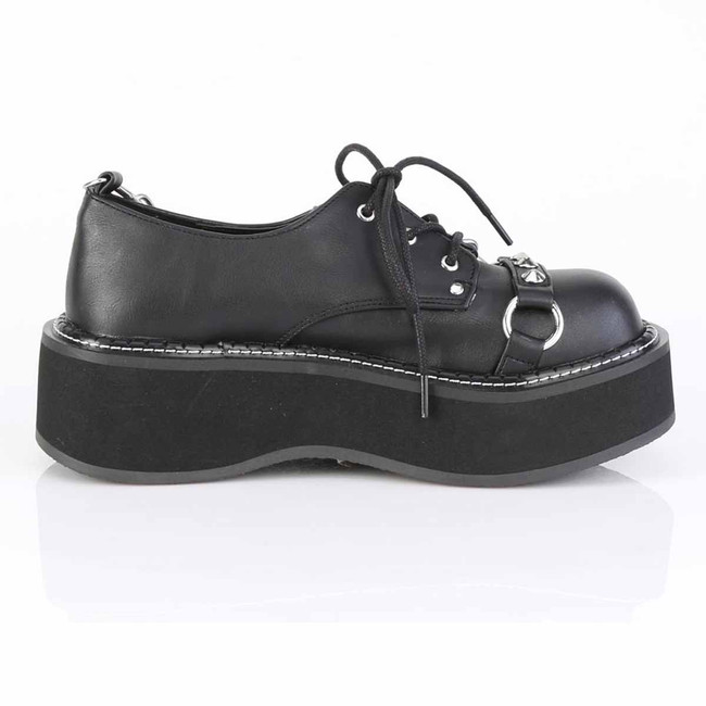 EMILY-32, 2 Inch Platform Oxford with Metal Chain and Cone Spike Side View EMILY-32, 2 Inch Platform Oxford with Metal Chain and Cone Spike Side View