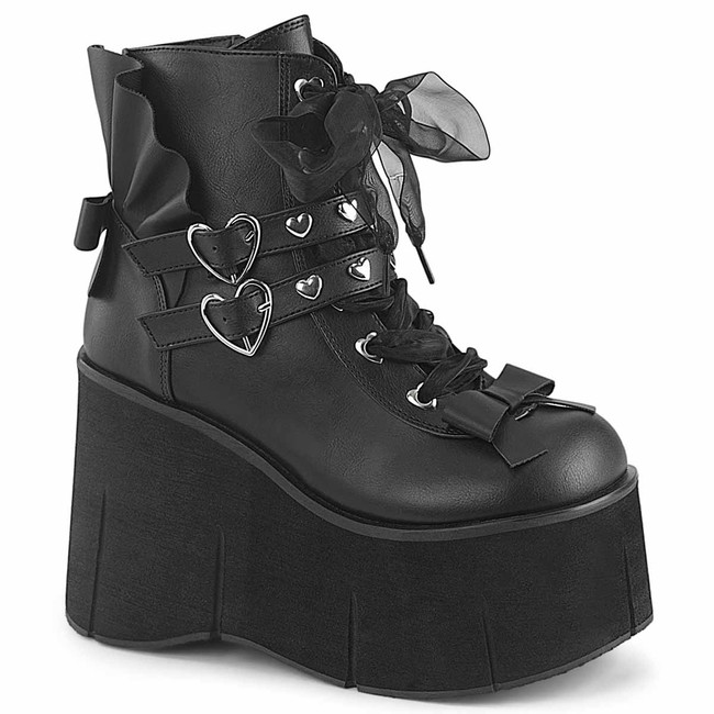 KERA-55, 4.5 Inch Platform Ankle Boots with Hearts Eyeletted By Demonia