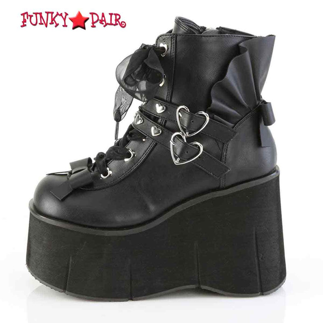 Demonia KERA-55, 4.5 Inch Platform Ankle Boots with Hearts Eyeletted