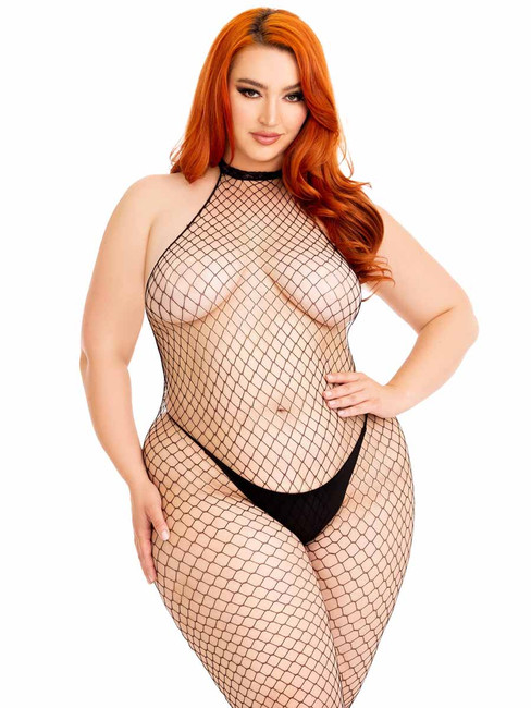 LA89304X, Plus Size Industrial Net Bodystocking By Leg Avenue