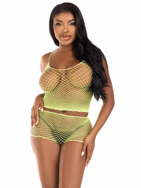 LA81662, Lime Net Tank & Boy short Set