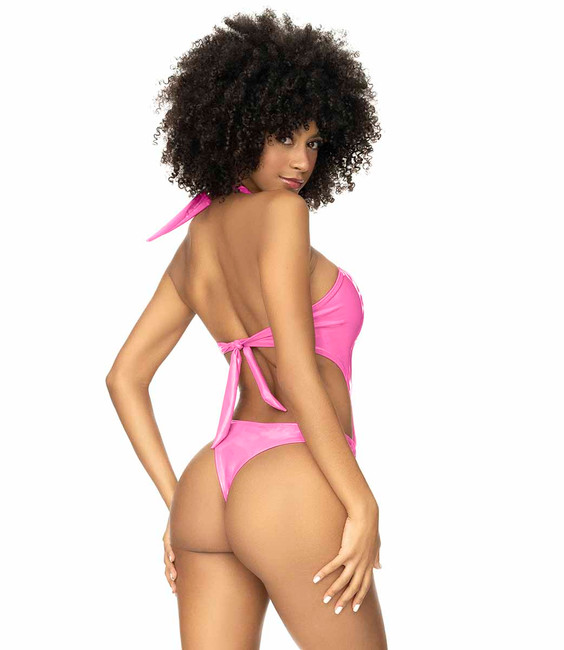 MA67084, Gloss Halter Monokini Back View