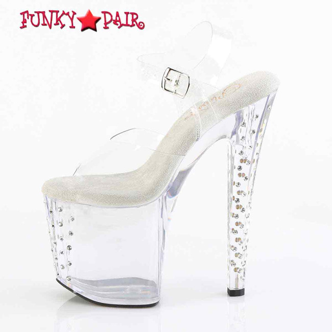 ENCHANT-708RS, 8 Inch Heel Sandal with Rhinestones Side View