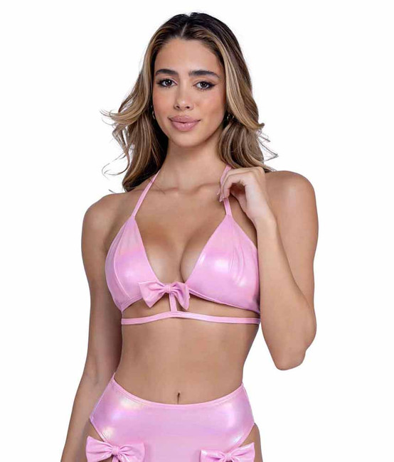 PR-6456, Metallic Bikini Top with Bow Detail By Roma