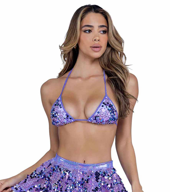 PR-6413, Lavender Sequin Bikini Top By Roma