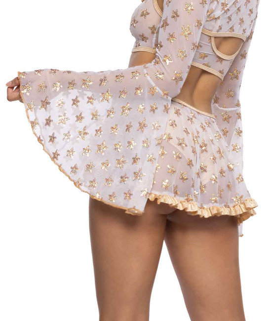 JR-117, Sequin Star & Mesh Wrap Skirt Back View