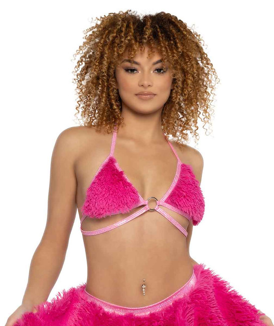 JR-146, Neon Pink Faux Fur Top