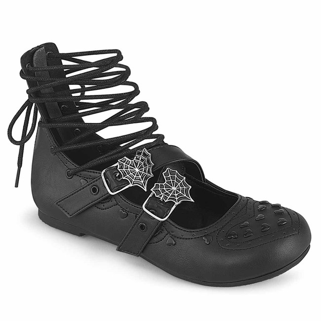 DAISY-11, Lace-up Ballet Flat Maryjane By Demonia