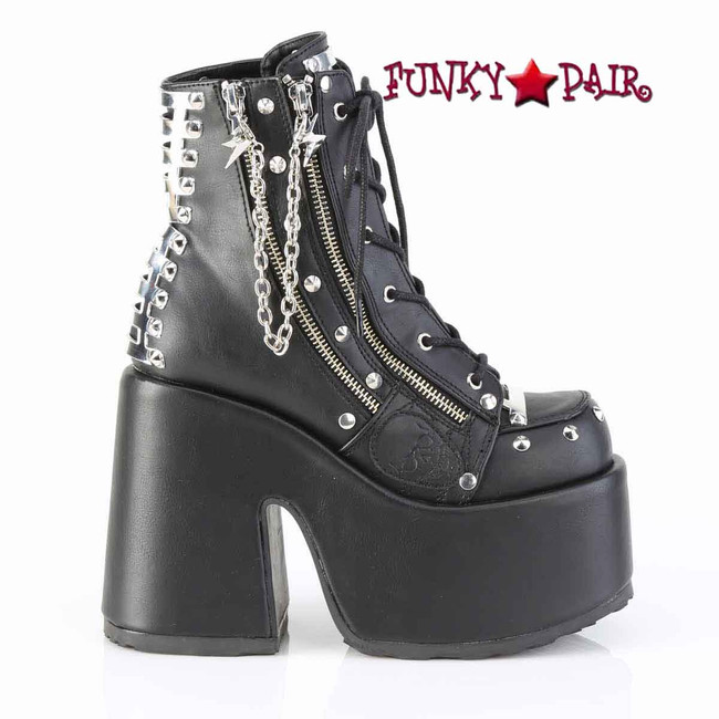 Demonia | CAMEL-208, 5" Chunky Heel with Chains and Studs