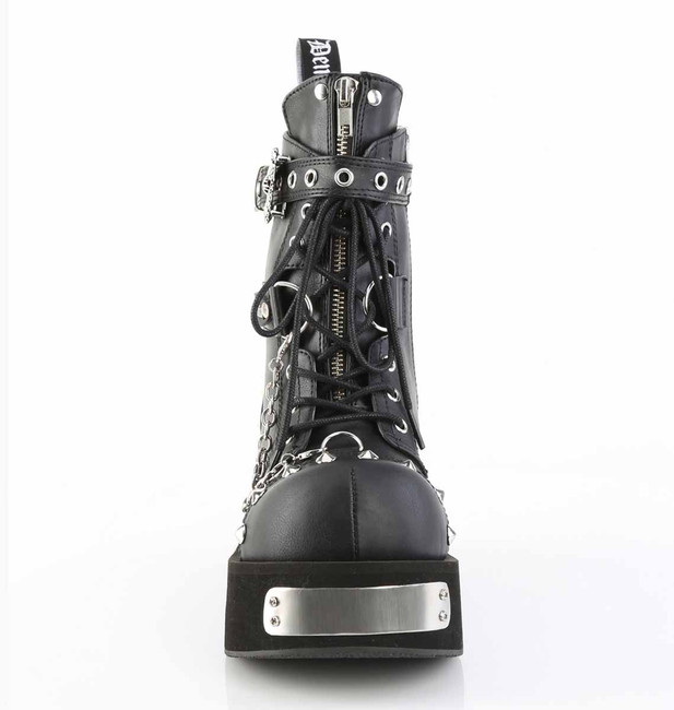 DANK-57, 3.25 Inch with Front and Back Metal Plated Platform Ankle Boots Front View