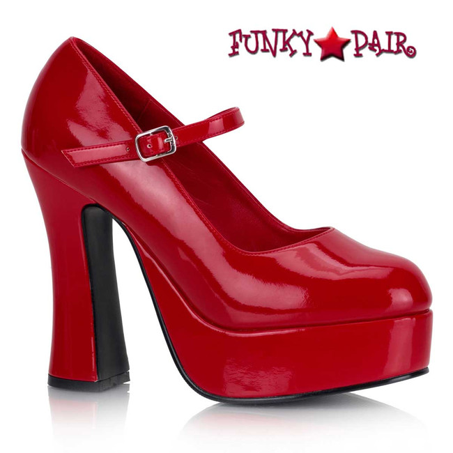 DOLLY-50, Red Mary Janes Gothic Punk Alternative Pumps